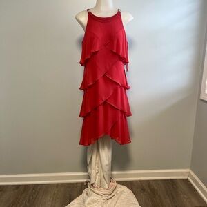S.L. Fashions Scarlet Asymmetrical Layered Dress